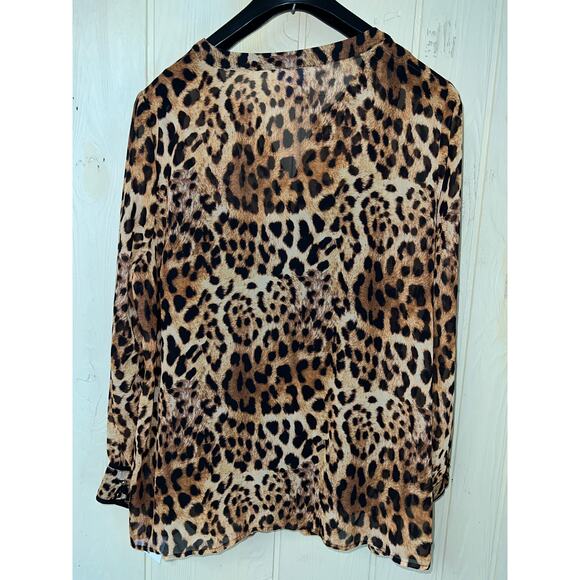 Liz Claiborne 1X Leopard Animal Print TOP Chiffon Tank Lined Cool Mom Blouse NEW - Picture 5 of 8